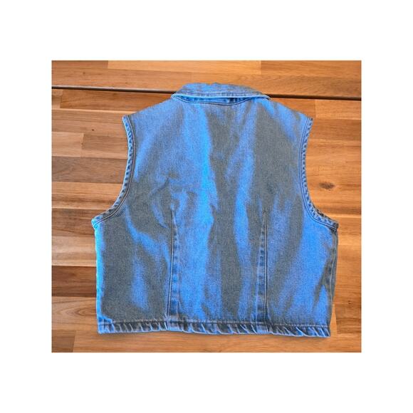 Vintage Tickets Denim Vest Girls 11/12 USA Made Floral Embroidery 90s Y2K - Picture 9 of 9
